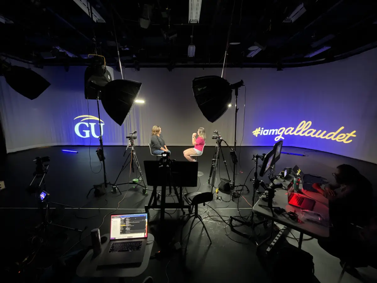 Studio wide shot of the IAmGallaudet interview set